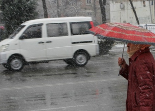 Выпавший снег затормозил работу общественного транспорта в столице Таджикистана