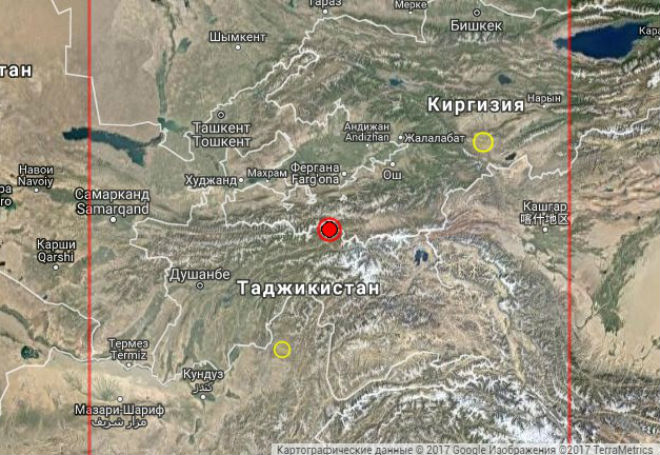 Сегодня ночью на территории Таджикистана произошло новое землетрясение